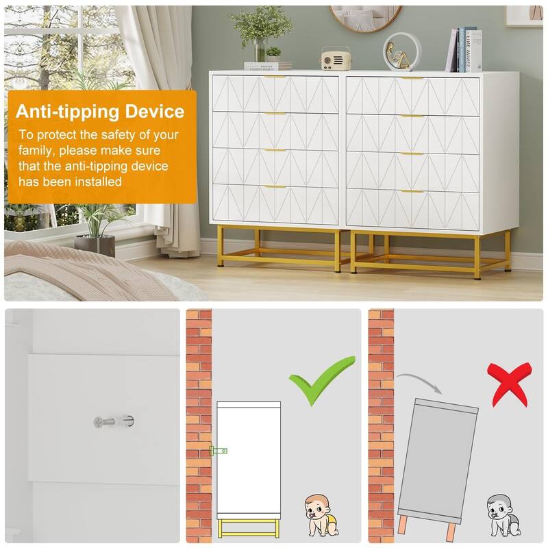 4-Drawer Fabric Dresser, with Wood Top