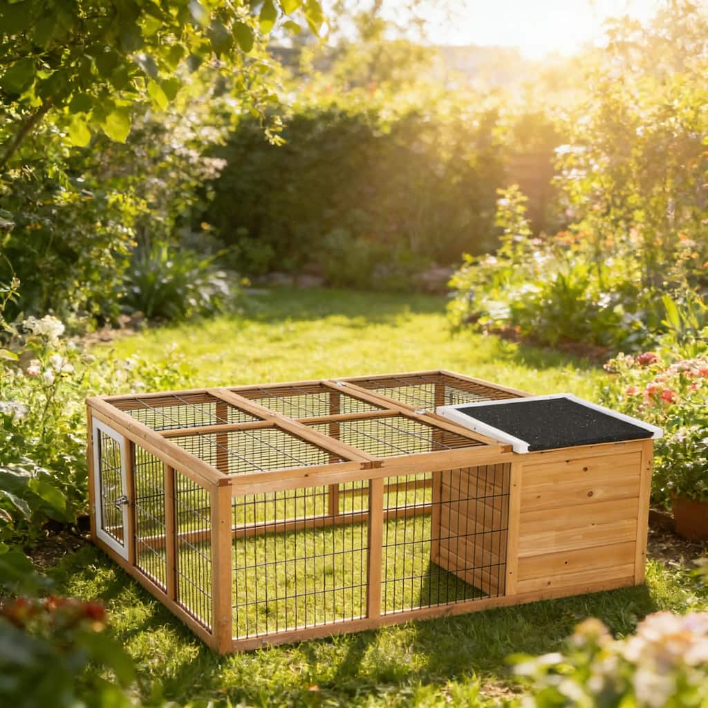 Pet House,Small Animal Hutch Cage,Rabbit House is designed for convenient cleaning - Natural