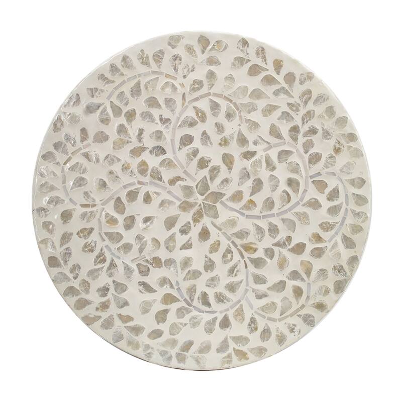 Round Capiz Shell Inlay Accent Stool - 17.75" - White