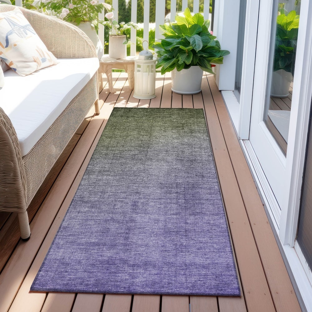 Machine Washable Indoor/ Outdoor Modern Ombre Chantille Rug