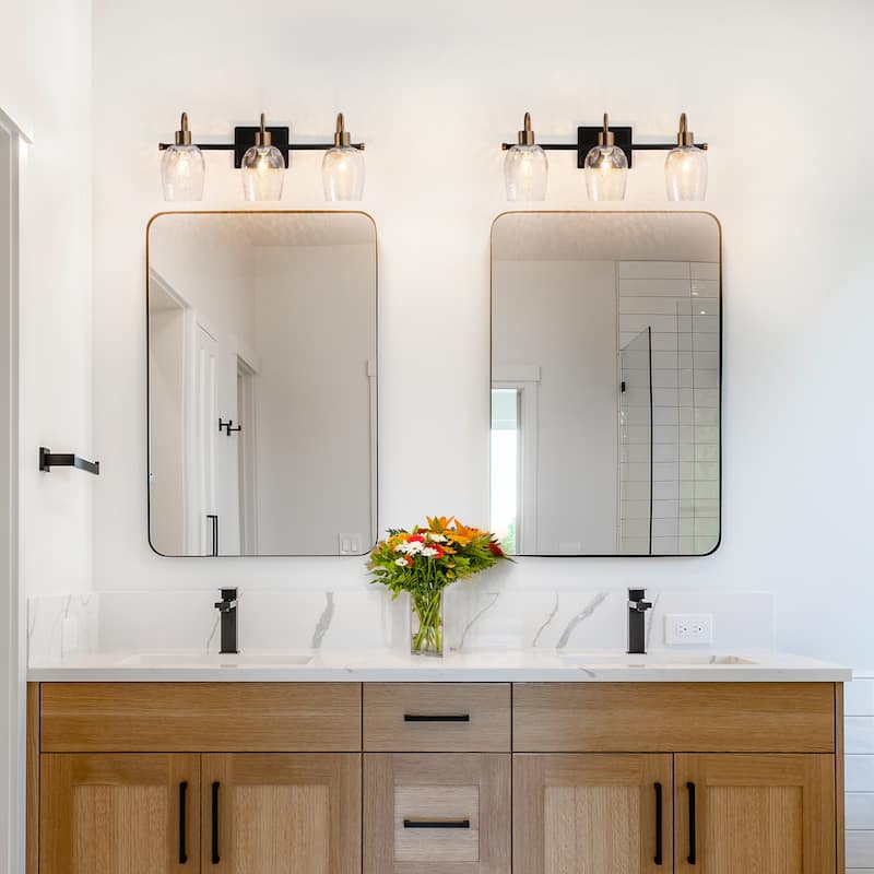 Modern 1/2/3/4-Light Bathroom Vanity Light Black Gold Wine Glass Wall Sconces