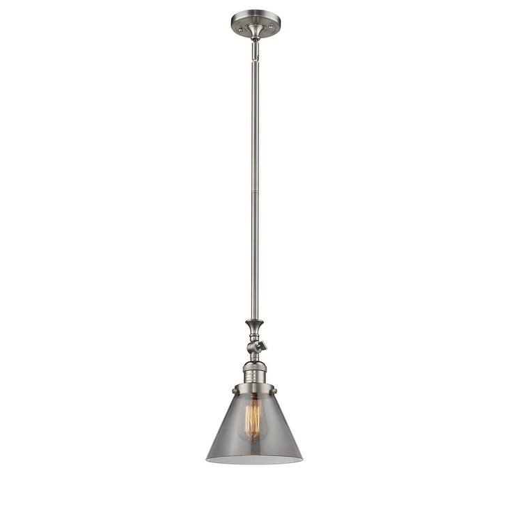Innovations Lighting Large Cone 8" Wide Adjustable Mini Pendant - Brushed Satin Nickel / Smoked