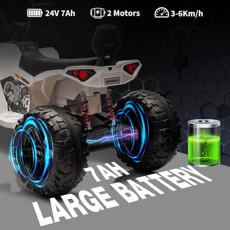 24V 2 Seat Ride on Toys Kids ATV 4 Wheel Quad Bike for Kids Best Gift