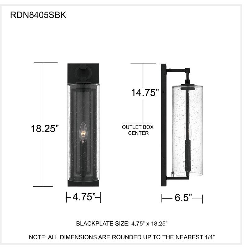 Redan 1-Light Stone Black Outdoor Wall Lantern