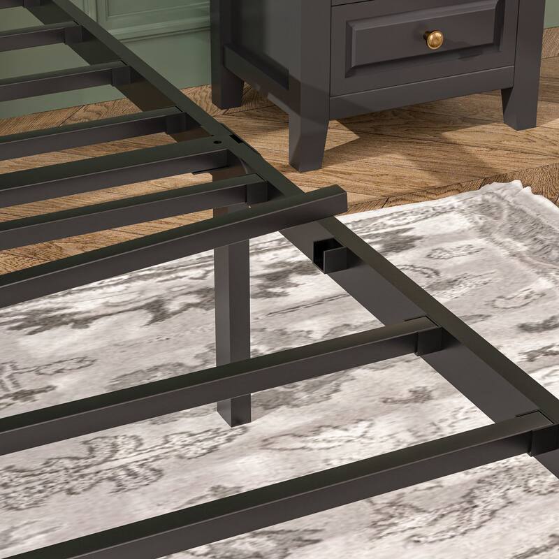 VECELO Upholstered Full/Queen Size Platform Bed Frame with 4 Storage Drawers