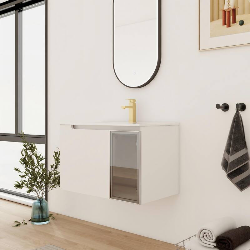 Bathroom Vanity With Sink In 24/30/36 Inch, Floating Bathroom Vanity With Soft Close Door