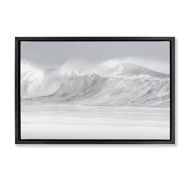 Stupell Cresting Beach Wave Framed Floater Canvas Wall Art Design By Maggie Olsen - 31 x 21 - Black