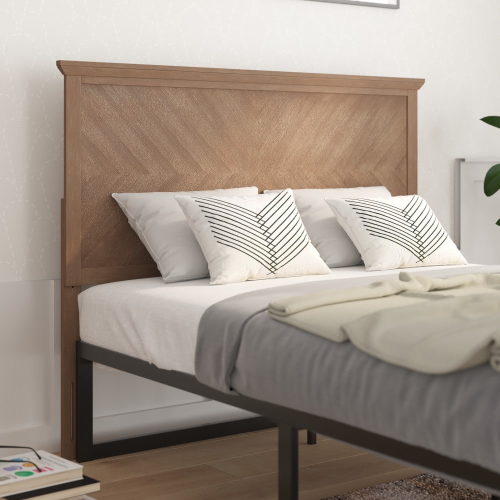 Solid Wood Herringbone Patterned Headboard Only