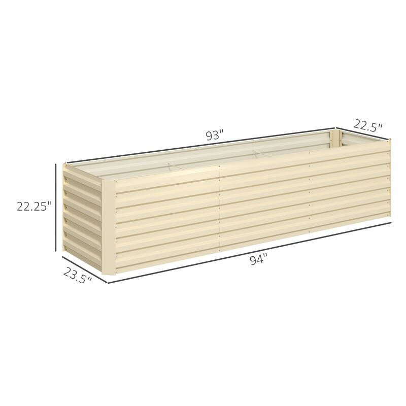 Outsunny 8x2x2ft Galvanized Raised Garden Bed Kit, Outdoor Metal Elevated Planter Box with Safety Edging, Large Raised Bed