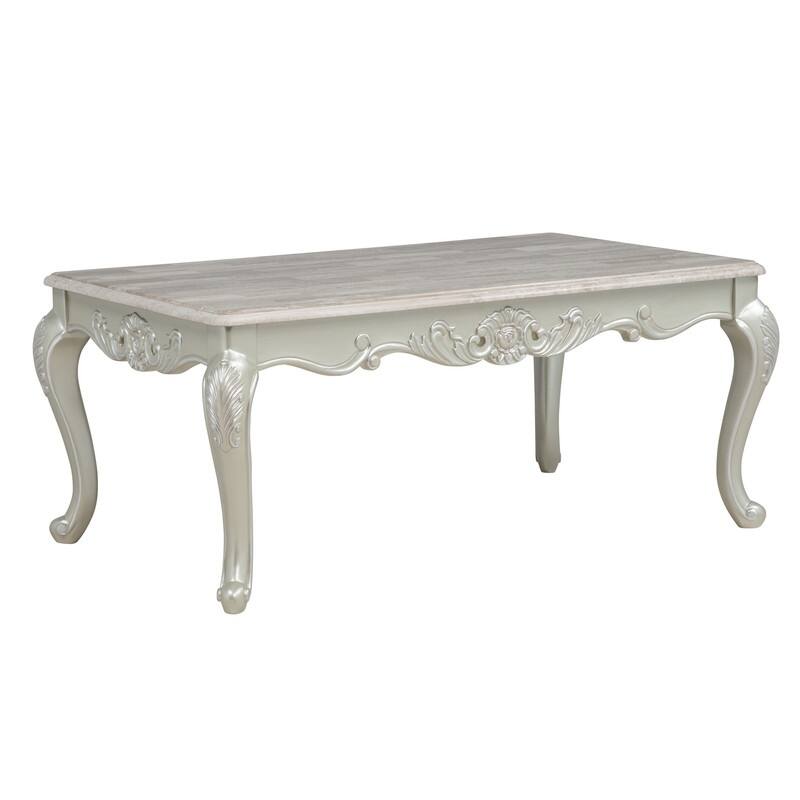 Best Master Furniture Cavari Champagne Pearl Faux Marble Traditional Coffee Table - MDF