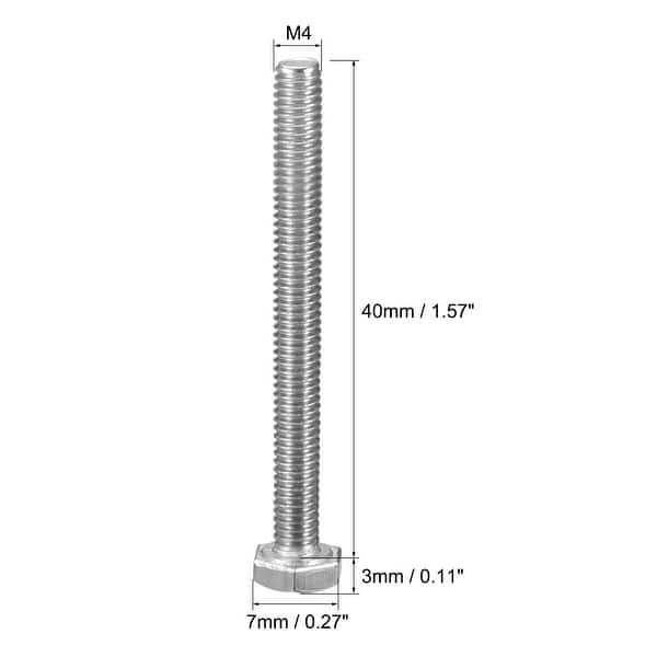 M4 Thread 40mm 304 Stainless Steel Hex Head Screws Bolts Fastener 5pcs ...