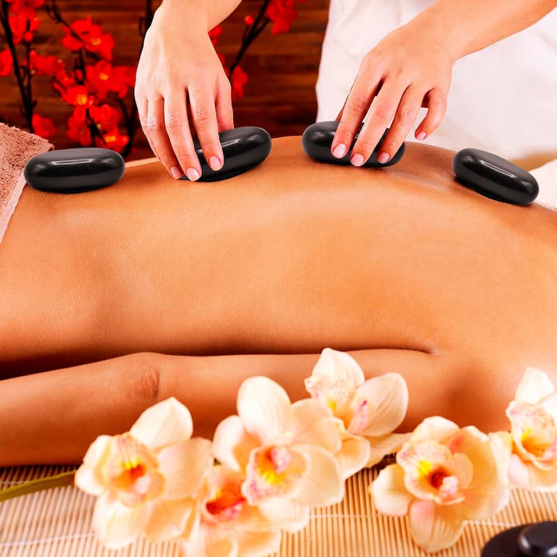 Sivan Health and Fitness 8-Piece Large Black Basalt Hot Stone Set, Great for Spas, Massage Therapy, Relaxation, and More