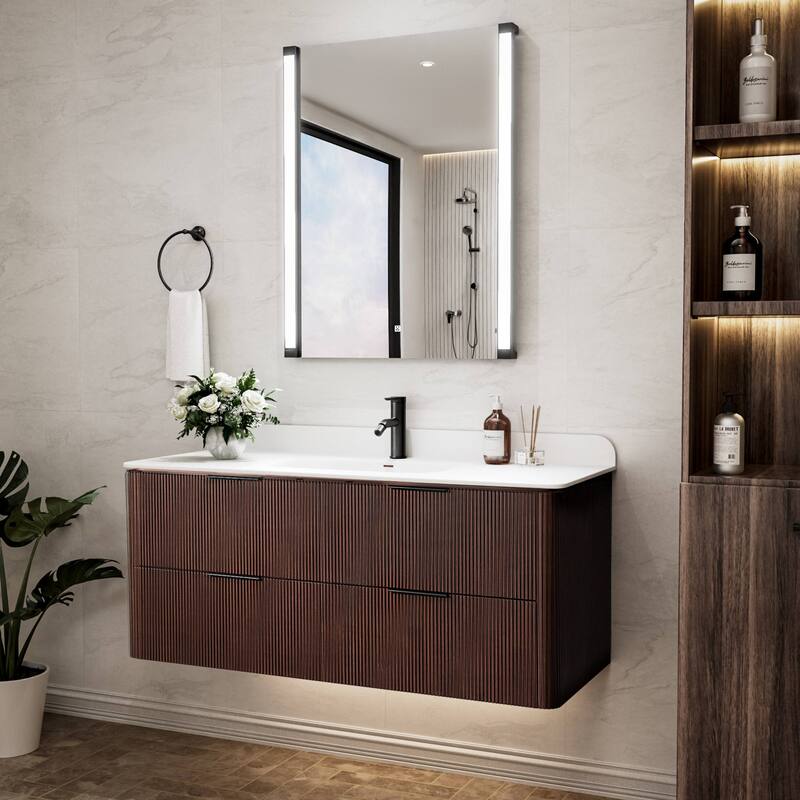 Modland 270° Adjustable LED Bathroom Mirror with Lights Stepless Dimming and Memory Function