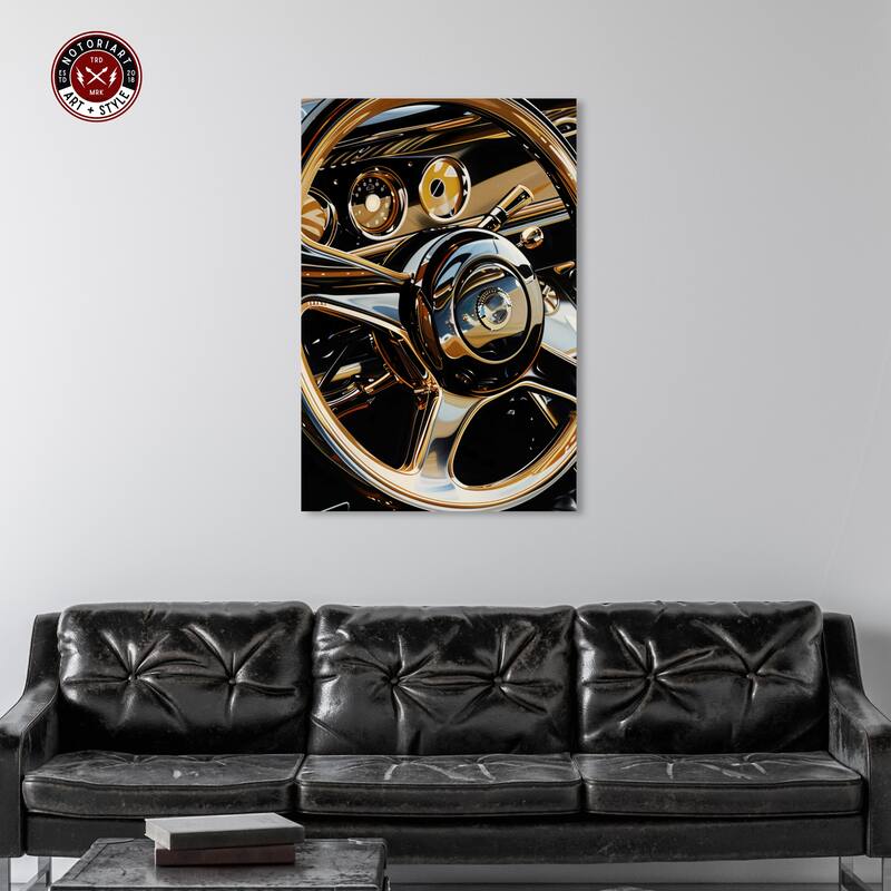 Notoriart Elegant Steering Wheel Gallery Wrapped Car 1 Piece Canvas Wall Art