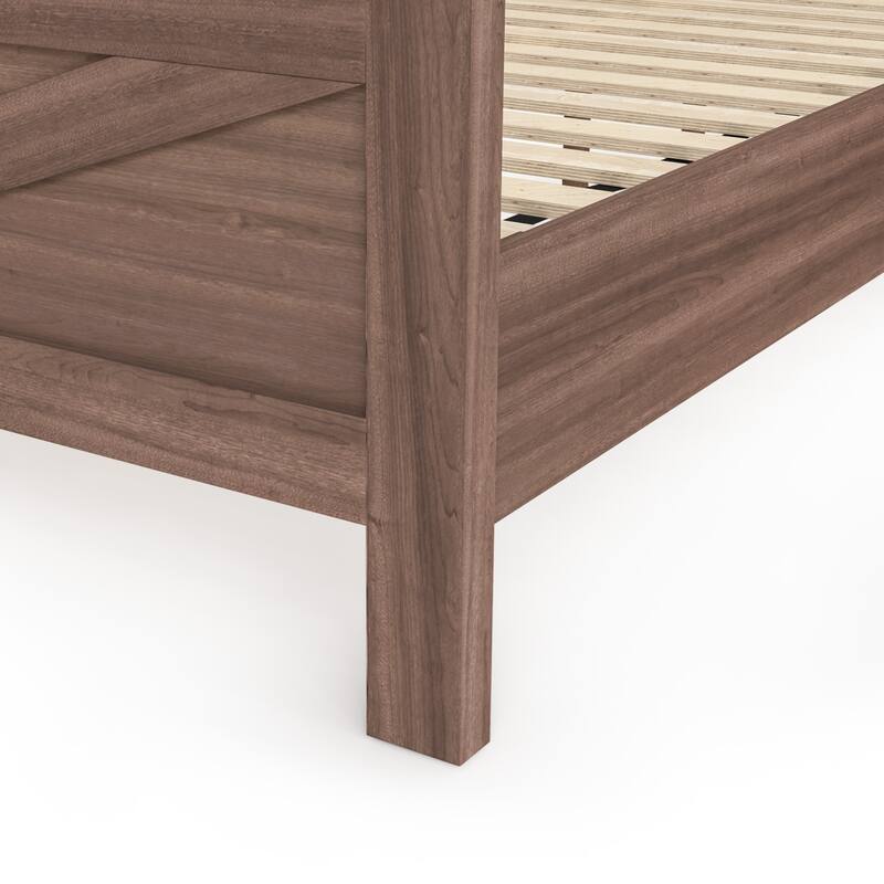 King/Queen Size Wood Platform Bed Frame With Headboard, Solid Wood Platform Bed, No Box Spring Needed, Easy Assembly