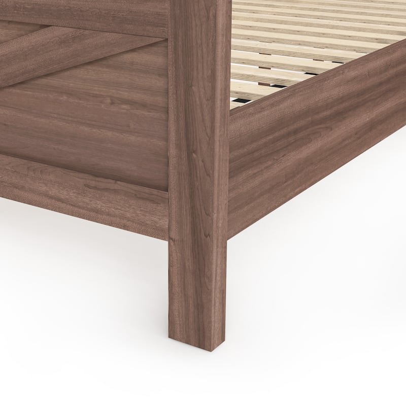 Modern Bedroom Furniture King/Queen Size Solid Wood Platform Bed,Platform Bed Frame With Wooden Headboard,No Box Spring Needed