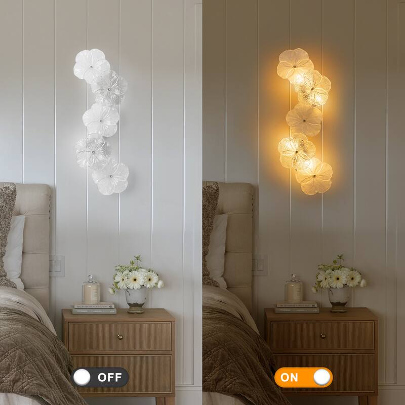 Modern Elegant Clear and Frosted Bubble Glass Flower Petal Wall Sconce