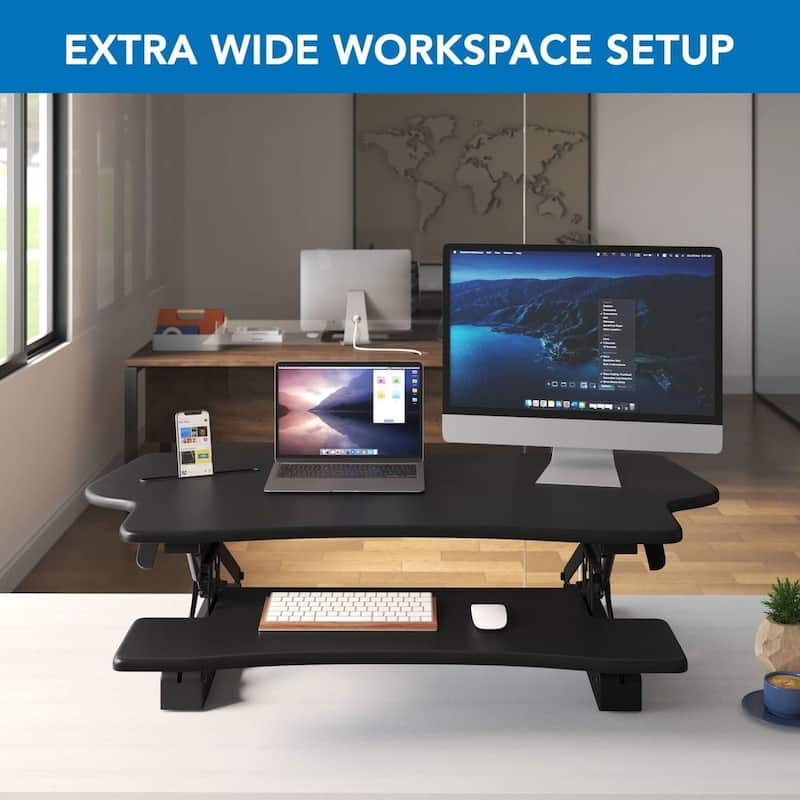 Mount-It! Height Adjustable Standing Desk Converter | Extra Wide 48 inches - Black