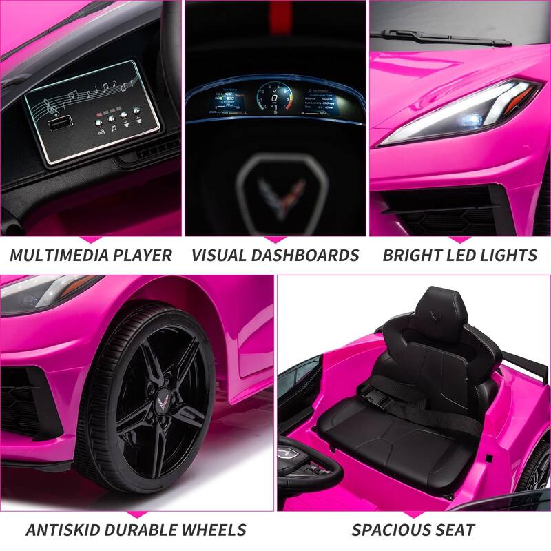 12V Kids Ride on Car Licensed Corvette Battery Powered Car Toddles Electric Sports Car Toy with Remote Control