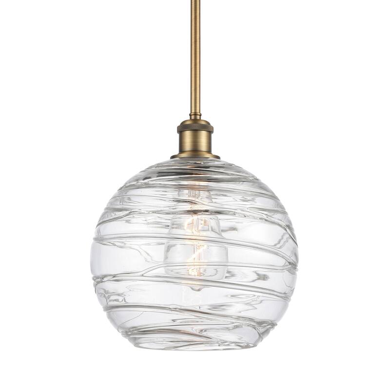 Innovations Lighting 516-1S-13-10 Athens Pendant Athens 10" Wide - Clear Deco Swirl / Brushed Brass