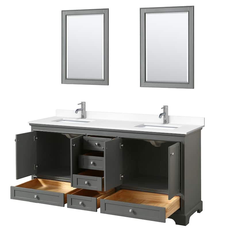 Deborah 72-inch Double Vanity, Cultured Marble Top, 24-inch Mirrors