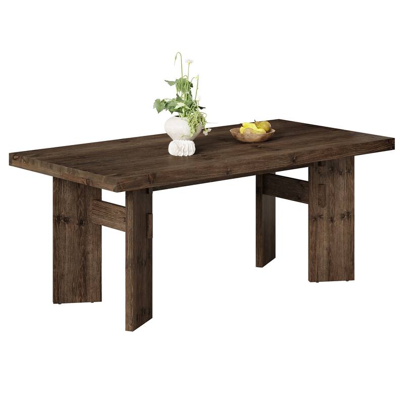 63" Solid Wood Rectangular Dining Table, Kitchen Dinner Table for Dining/Living Room Kitchen