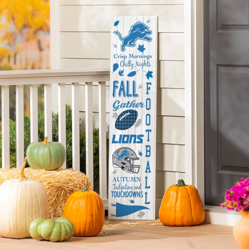 47" Double Sided Seasonal Porch Leaner, Detroit Lions - 47" x 11.25" - Fall