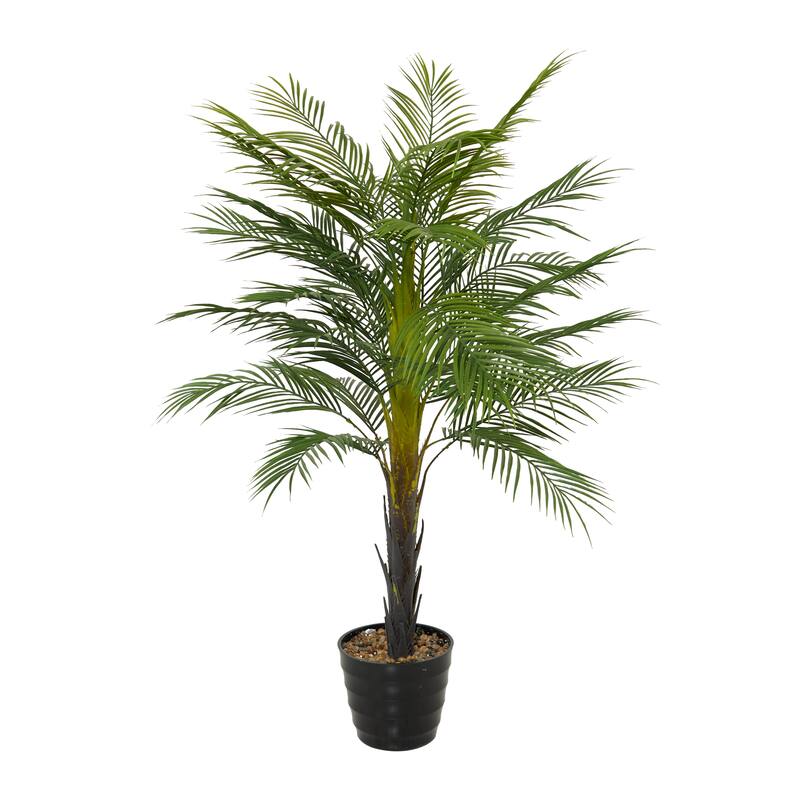 Green Faux Foliage Areca Palm Artificial Tree with Realistic Leaves and Black Melamine Pot - 32 x 32 x 43