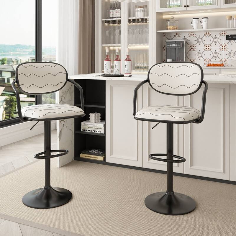 Swivel Bar Stool Set PU Leather Barstools Height Adjustable Counter Stools Bar Chairs For Home Bar Kitchen Dining Room