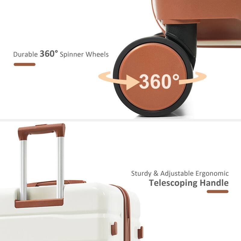 Premium ABS Travel Luggage Set , 3-Piece TSA Lock Suitcase Ensemble with 20, 24, and 28 Inch Sizes with 360° Spinner Wheels