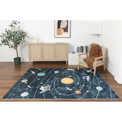 Kids Collection Interstellar Adventure Space Themed Area Rug