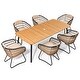 preview thumbnail 10 of 26, 7-PC Outdoor Patio Dining Set Rectangular Aluminum Table with Umbrella Hole with Rattan Chair