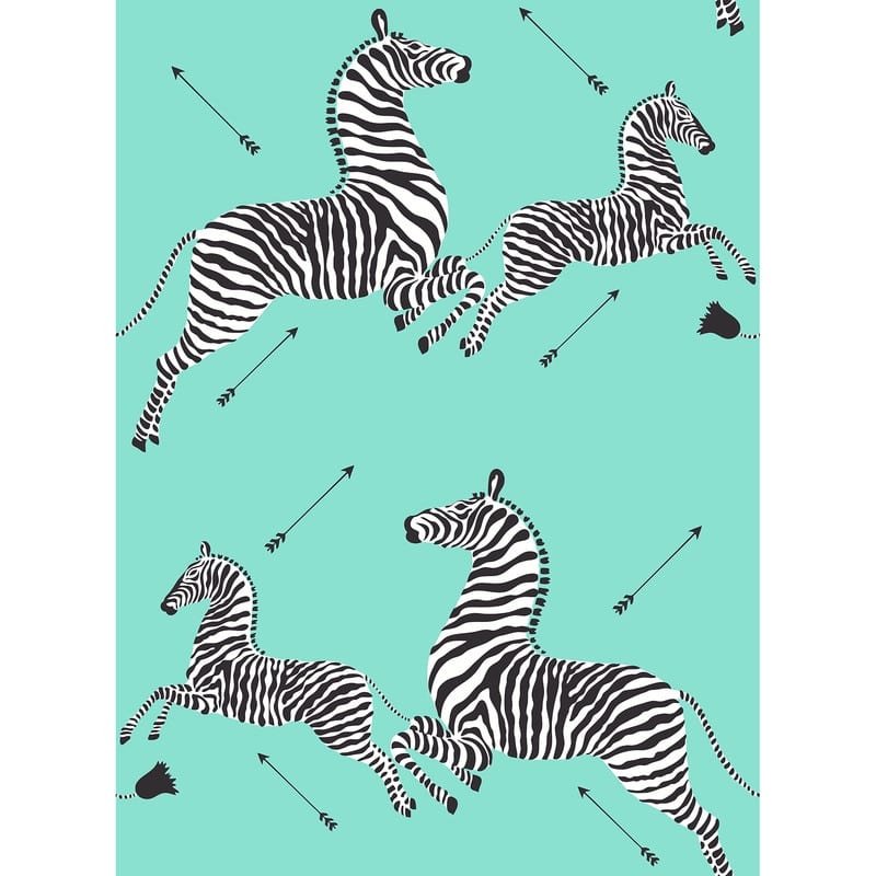 Scalamandre Aqua Zebra Safari Peel & Stick Wallpaper