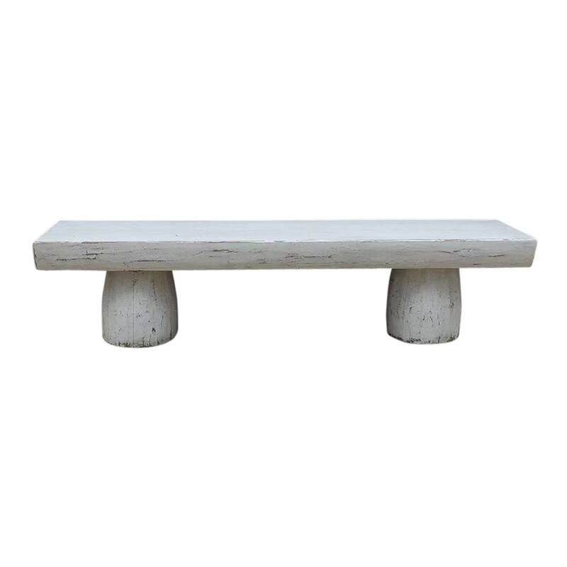 68" Long 15-18 Inches Deep Capri Live Edge Primitive Bench/Table Distressed White