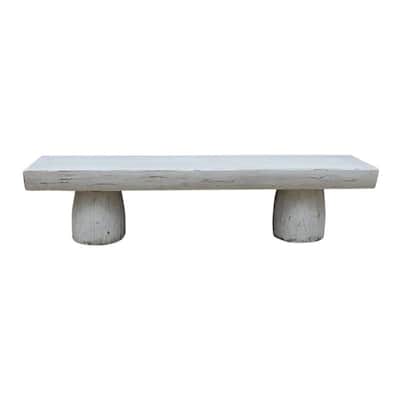 68" Long 15-18 Inches Deep Capri Live Edge Primitive Bench/Table Distressed White