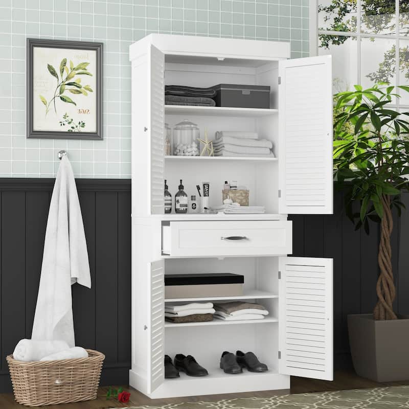 Timehcee 30"Shoe Cabinet Storage Cabinet Doors Wooden Floor Cabinet