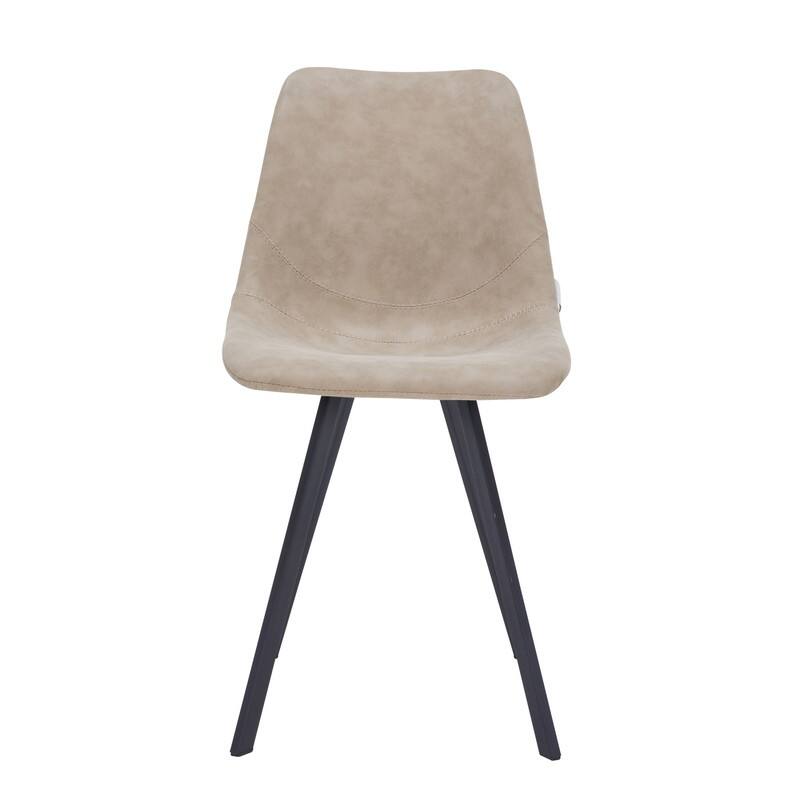 Markley Dining Chair with Leather Seat in Black Steel Legs, Scratch-Resistant, Ergonomic & Comfortable Modern Kitchen Chair
