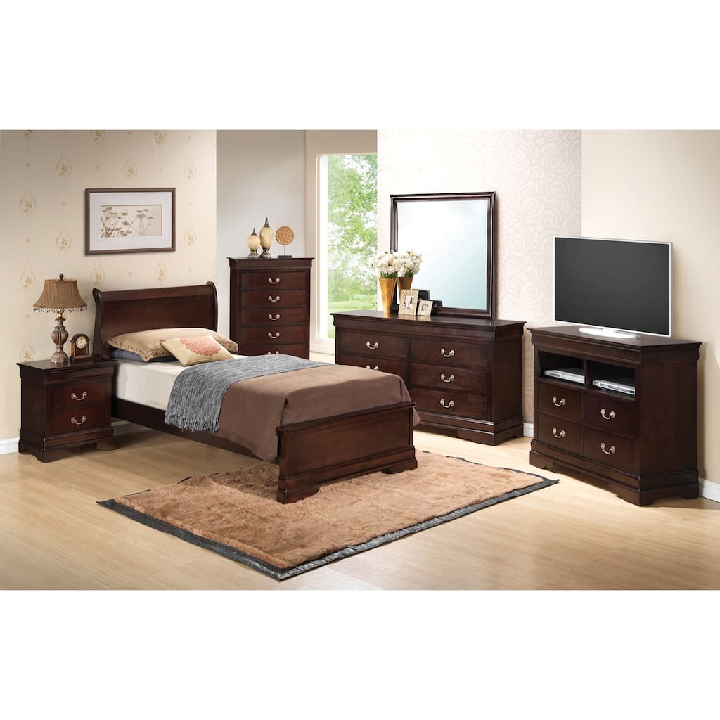 Wooden Rectangular Twin Panel Bed - 84" - Brown