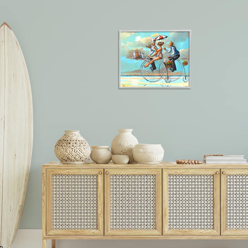 Stupell Woman & Butler Bicycle Ride Framed Giclee Art Design By Ronald West