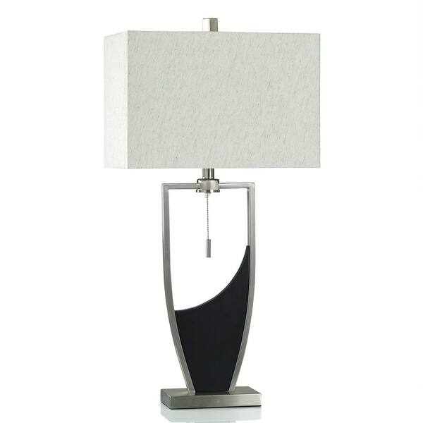 Open Base Lamp Brushed Steel - Table Lamp - Two-Tone Open Design Base - Heathered ...