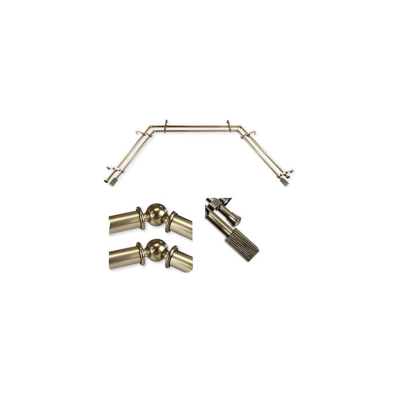 Classic Curtain Rods & Hardware - Adjustable Telescoping Rods, Antique Brass Finish, 20-72 Inch Range - M