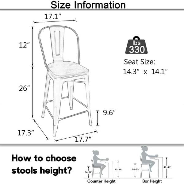 dimension image slide 7 of 9, Andeworld farmhouse bar stools ,counter height bar stools set of 4 - Set of 4