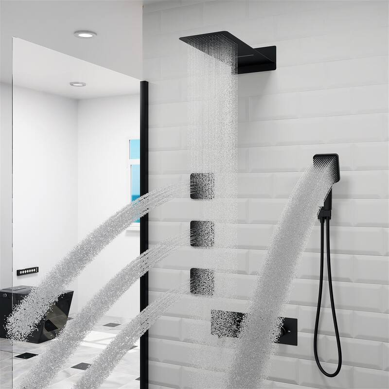 GIVINGTREE Luxury 4 Spray Patterns Thermostatic 23" Wall Mounted Rainfall Dual Shower Head With 3 Spray Heads（valve Included)
