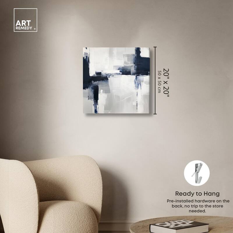 Blue Cascades on Still White Canvas by Art Remedy, Gallery Wrapped