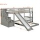 preview thumbnail 7 of 11, Stairway Twin over Twin Bunk Bed with Two Drawers, Slide, and Convertible Ladder, Gray