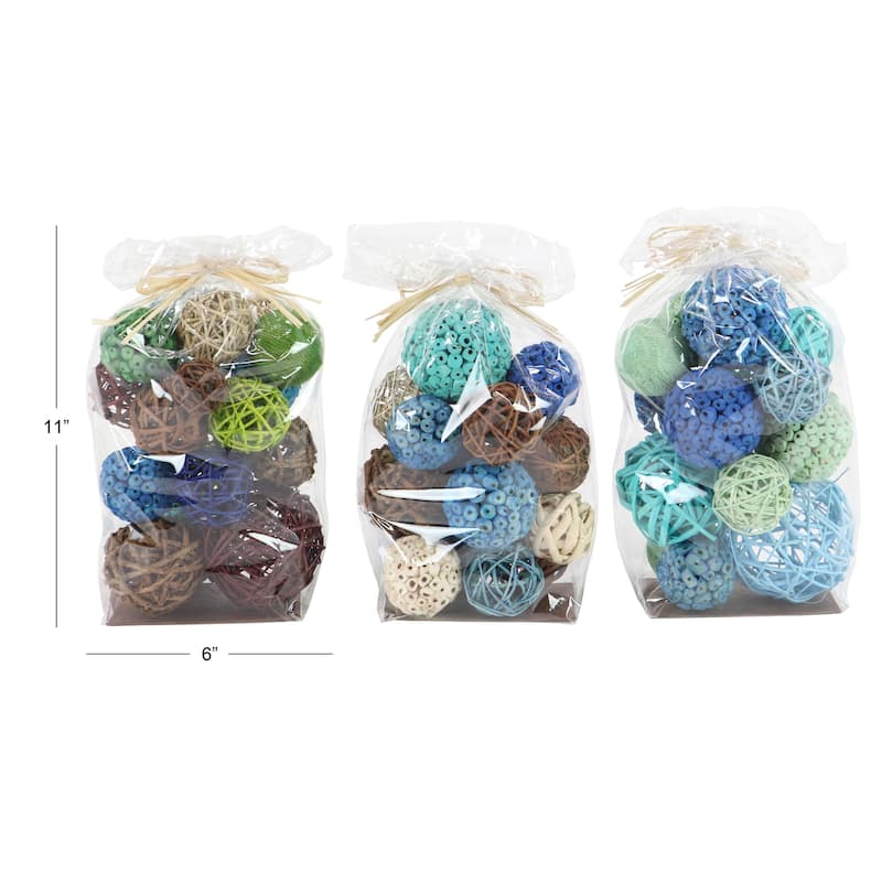 Dried Plant Material Coastal Orbs & Vase Filler (Set of 3) - 6 x 5 x 11Round