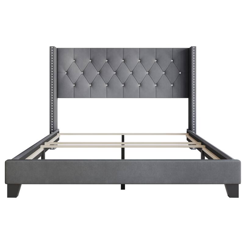 Clayfell Monroe Tufted Upholstered Wingback Panel Bed