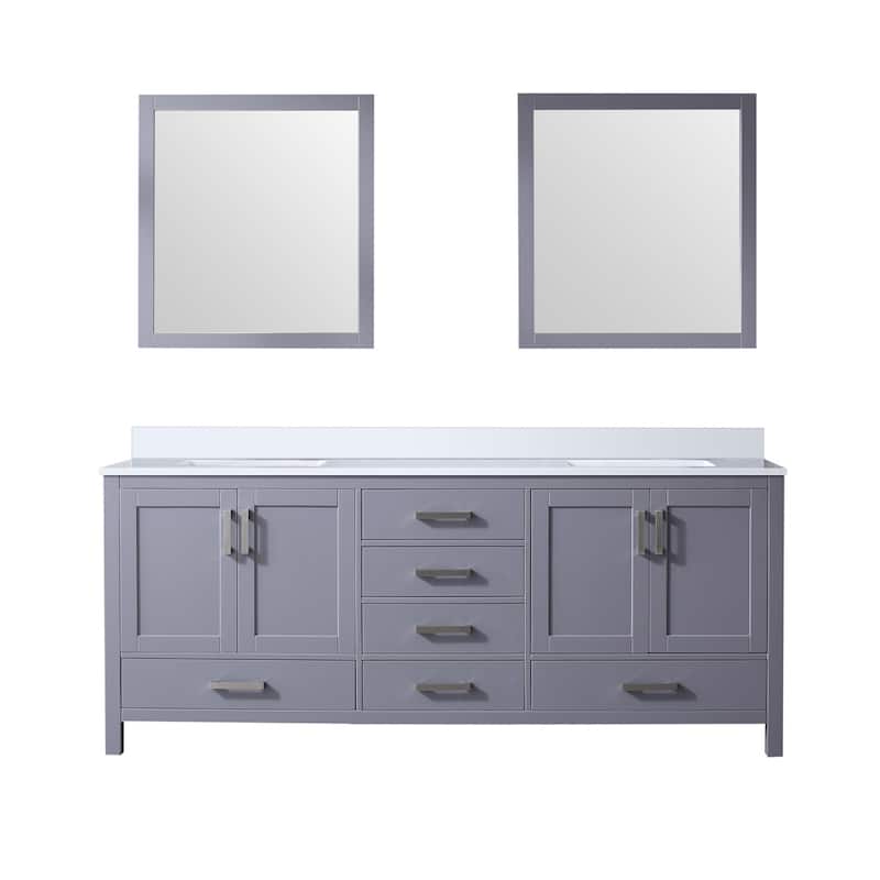 Jacques 80 in. W x 22 in. D White Bath Vanity, Cultured Marble Top, and 30 in. Mirror
