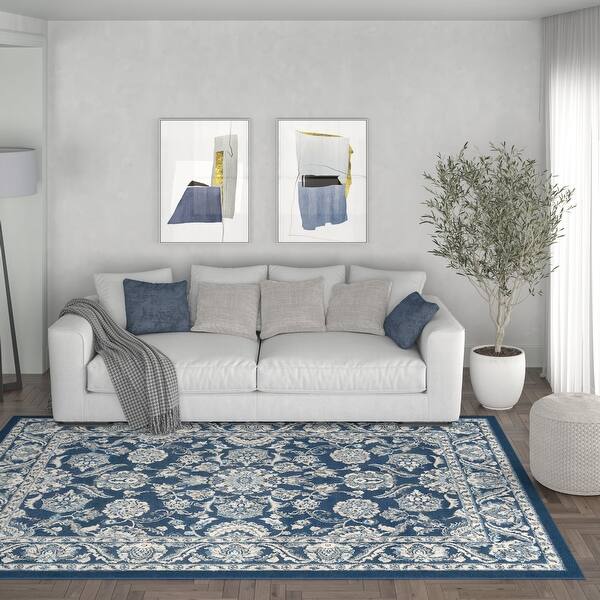 slide 2 of 42, Carrington Traditional Border Indoor Area Rug 5' x 7' - Dark Blue