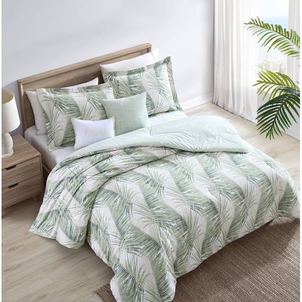 Tommy Bahama Kauai Green Cotton Reversible 5 Piece Comforter Set